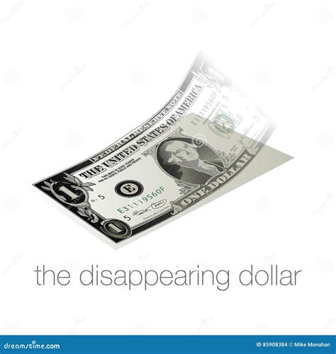 A Dollar Bill Disappears in Our Inflated, Weak Economy Stock Vector