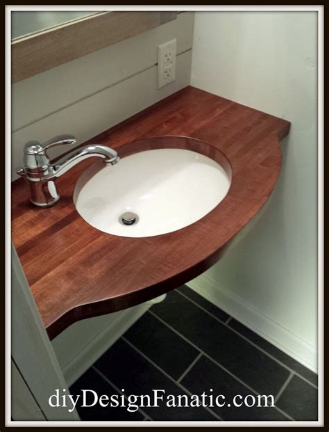 A Custom Wood Countertop For The Worlds Smallest Half Bath Small Half Bath Diy Wood