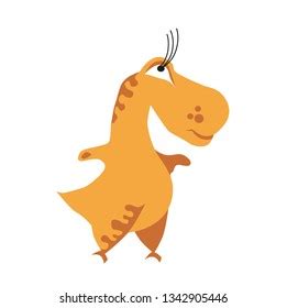 Cute Orange Dinosaur Cartoon Dino Vector Stock Vector (Royalty Free ...