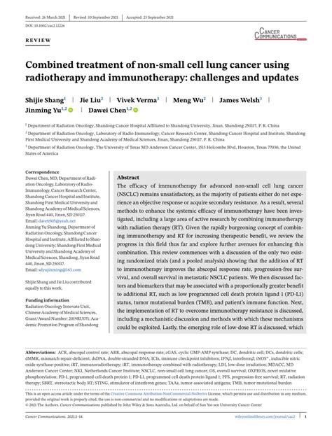 PDF Combined Treatment Of Nonsmall Cell Lung Cancer Using