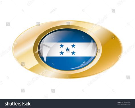 Honduras Shiny Button Flag Golden Ring Stock Vector Royalty Free