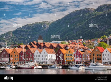 Famous Bryggen street in Bergen, UNESCO World Heritage Site, Norway ...