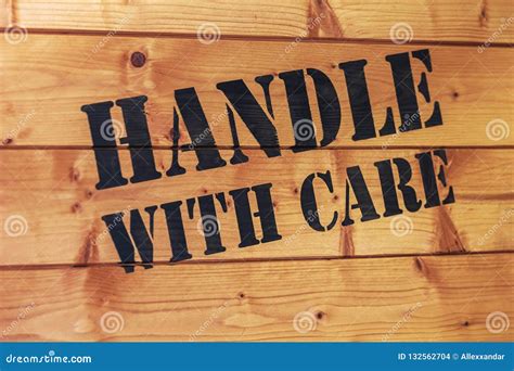 Wooden Box with Text Handle with Care Stock Photo - Image of moving ...