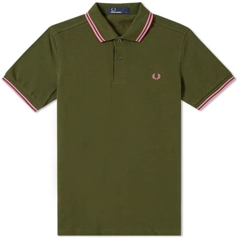 Fred Perry Slim Fit Twin Tipped Polo Rifle Green And Cocktail End Us