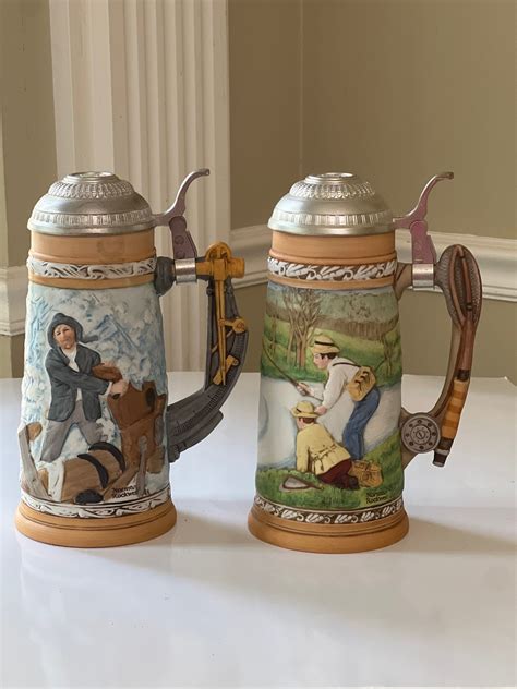 Norman Rockwell Collectible Steins Fishin Pal Stein Bravingthe Storm