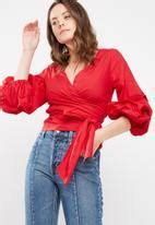 Poplin Wrap Blouse Red Dailyfriday Blouses Superbalist