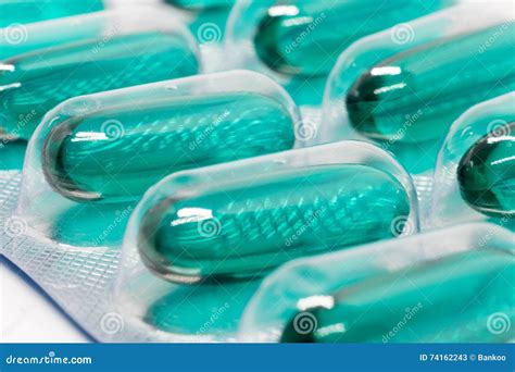 Green Soft Gel Capsules Pills In Blister Pack Stock Image Image Of