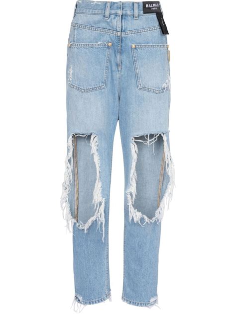 Balmain Back To Front Boyfriend Distressed Jeans