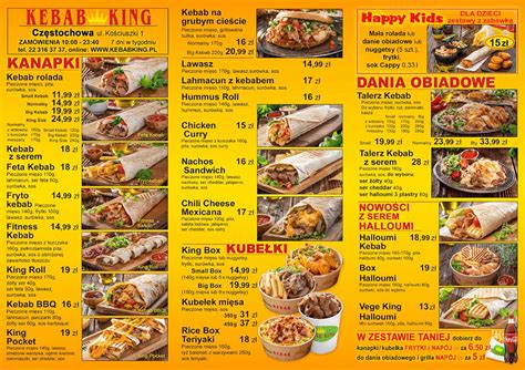 Menu at Kebab King restaurant Częstochowa