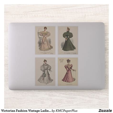 Victorian Fashion Vintage Ladies Set Of 4 Vinyl Sticker