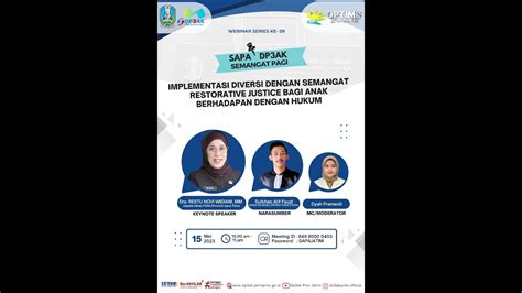 WEBINAR SAPA DP3AK JATIM SERI 59 IMPLEMENTASI DIVERSI DENGAN SEMANGAT