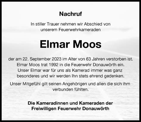 Traueranzeigen von Elmar Moos Allgäuer Zeitung