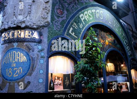 Spain, Barcelona, Las Ramblas, Restaurants in the Plaza Real Stock ...