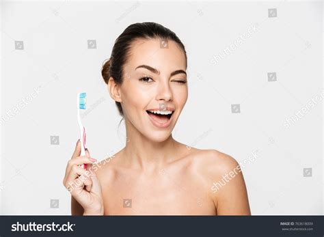 Beauty Portrait Smiling Beautiful Half Naked Stock Photo