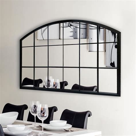 Amazon Wamirro Black Grid Wall Mirror Wide Window Pane Black