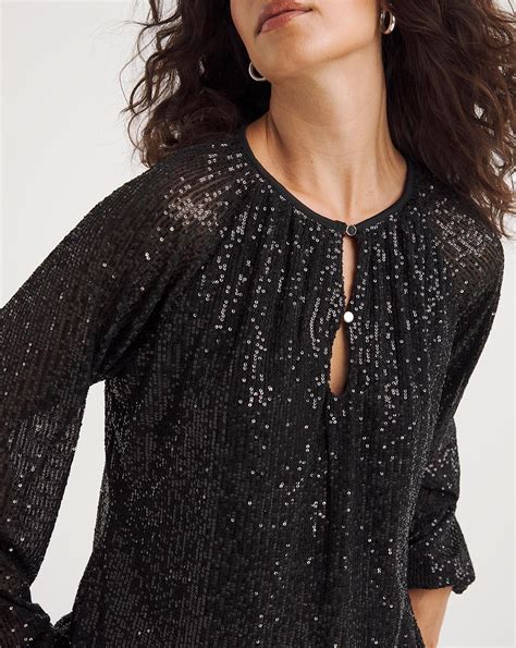 Volume Sleeve Sequin Top Fashion World