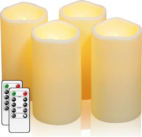 Waterproof Outdoor Flameless Led Candles With Remote And Timer Realistic