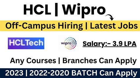 Hcl Wipro Off Campus Hiring Attend Direct Drive 2023 2022 2020 Apply Now Youtube