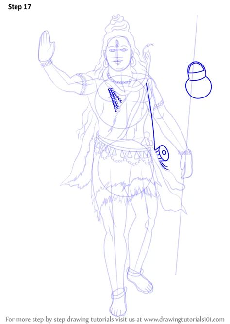 Step by Step How to Draw Lord Shiva Standing : DrawingTutorials101.com