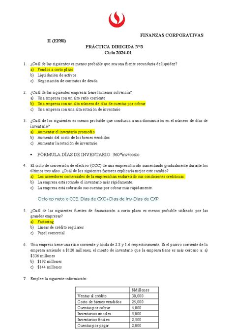 PD 3 Finanzas Corporativas II 2024 01 FINANZAS CORPORATIVAS II EF80