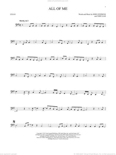 Legend All Of Me Sheet Music For Cello Solo Pdf Interactive