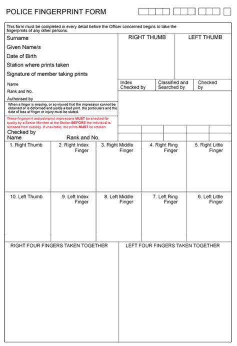 Forensic Science Building A Profile Police Fingerprint Form