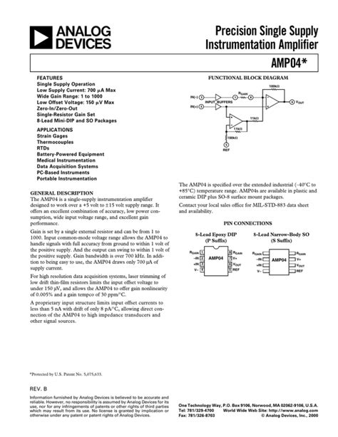 Analog Devices AMP04 Data Sheet