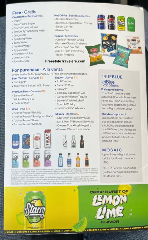 Jetblue Airways Drink Prices And Inflight Menu For Us Domestic Flights