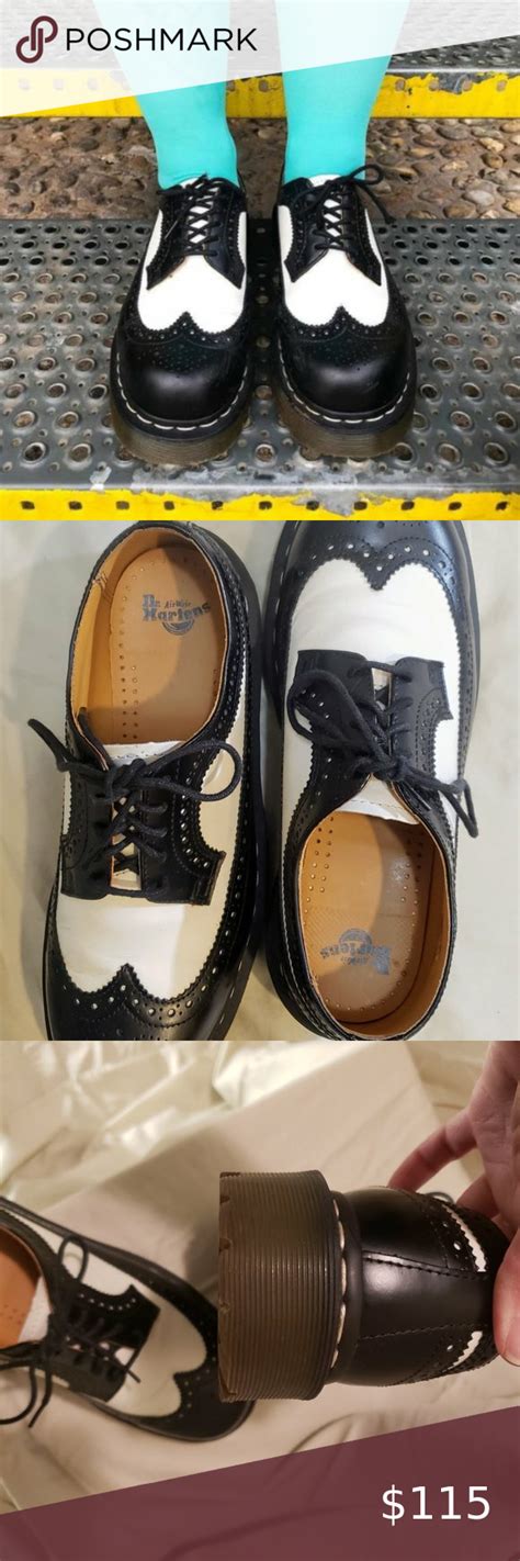 Dr Martens Black And White BEX SMOOTH LEATHER BROGUE SHOES Leather