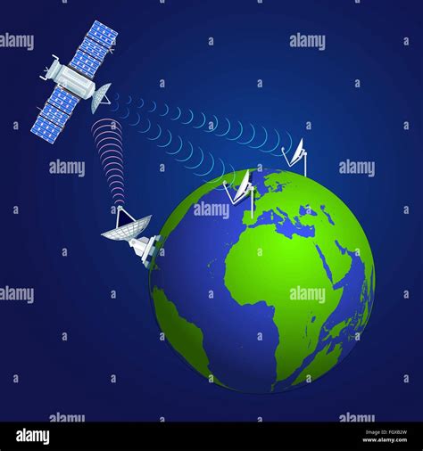 Vector diseño plano de color globo ascendente módulo satélite antena