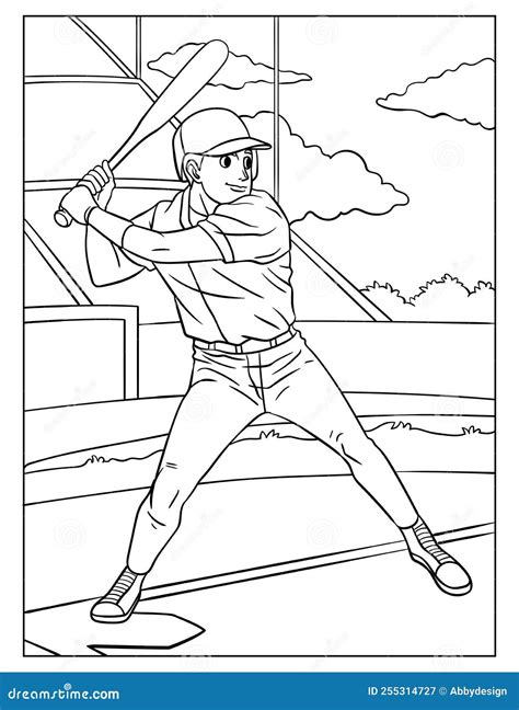 Baseball Coloring Page For Kids Stock Vector Illustration Of