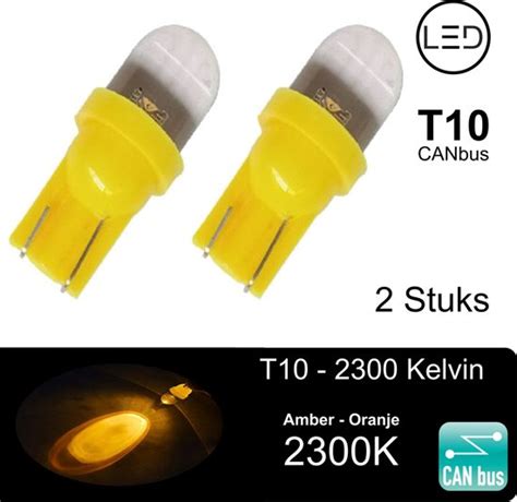 Set Stuks T Led Lampen Oranje Amber K Canbus W