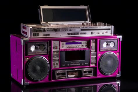 Retro Outdated Portable Stereo Boombox Radio Receiver With Cassette Recorder From Circa Late 70s