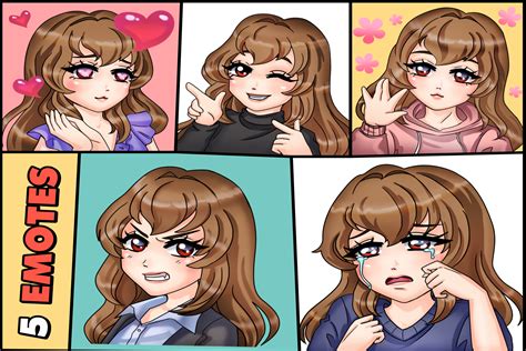 Brown Long Hair Twitch Emotes Graphic By Fromporto Creative Fabrica