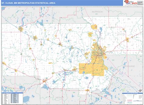 St Cloud Mn Metro Area Wall Map Basic Style By Marketmaps