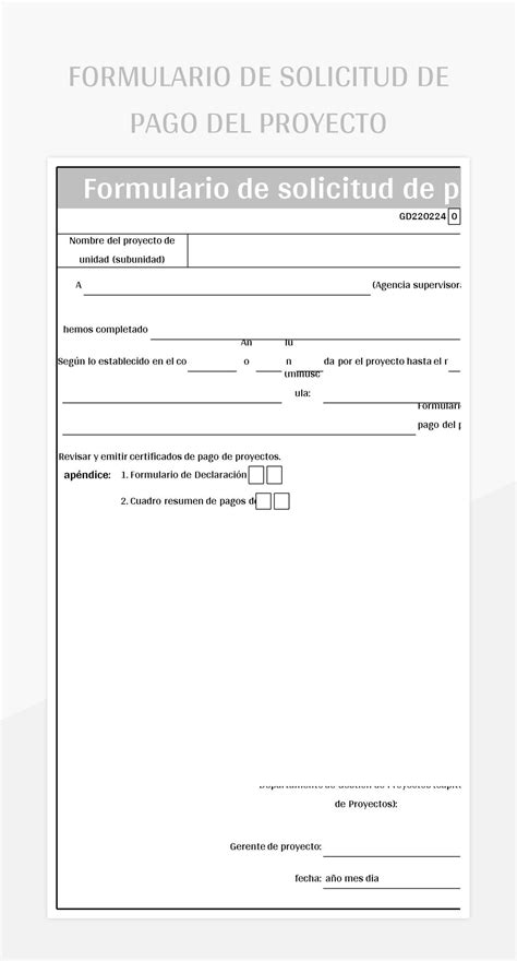 Plantilla De Excel Formulario De Solicitud De Pago Del Proyecto Y Hoja