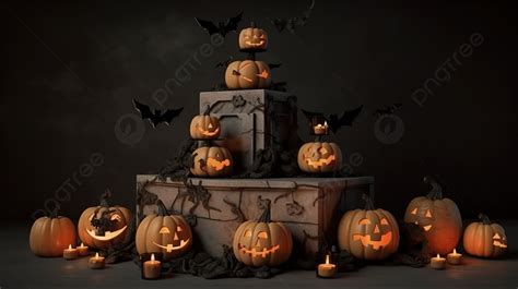 Fondo Podio Con Temática De Halloween En Render 3d Fondo Maqueta De