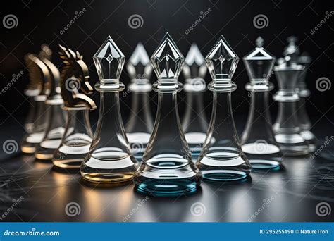 Glass Pieces on Black Glass Chess Board Glass Pieces Stock Illustration ...