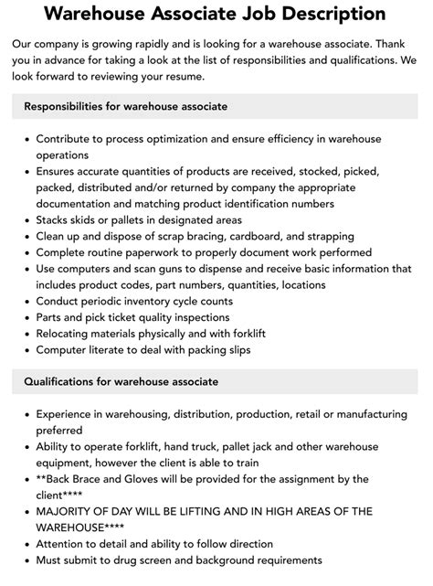 Warehouse Associate The Essential Guide To Job Description And