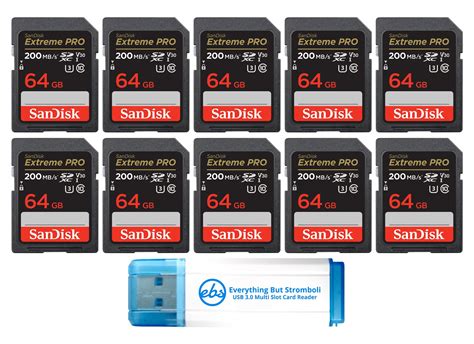 SanDisk 64GB SDXC Extreme Pro Memory Card 10 Pack 4K V30 UHS I Speed