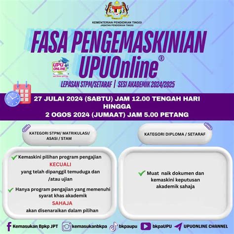 Fasa Kemaskini Upuonline Sesi Akademik