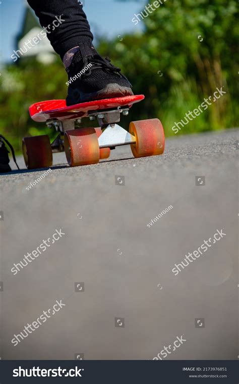 Little Girl Rides Skateboard Body Parts Stock Photo 2173976851