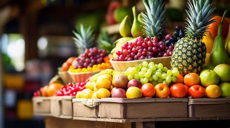 Premium AI Image | fruit stand with a basket of fruit on display