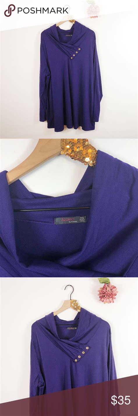 Firmiana Purple Cowl Neck Stretchy Top Xl