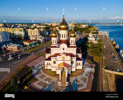 Aerial of the Cathedral of the Archangel, Arkhangelsk, Russia Stock ...