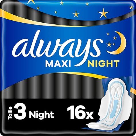 Always Maxi Serviettes Hygiéniques Taille 3 Night 16 Serviettes Avec