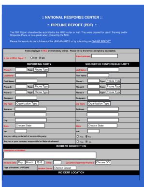 Fillable Online NRC PDF Report Forms PIPELINE REPORT Fax Email Print