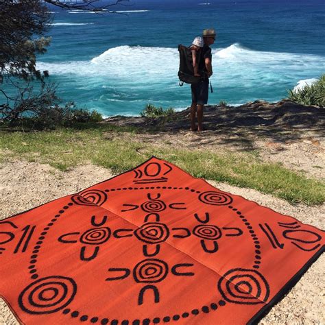 Gatherings Aboriginal Design Mats Orange Black Recycled Mats