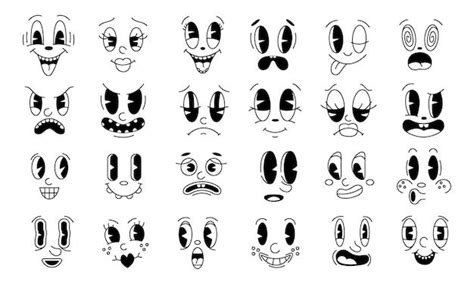 Premium Vector Vintage S Cartoon And Comic Happy Facial Expressions