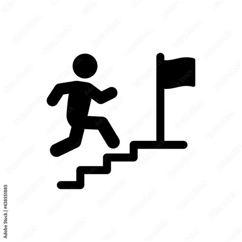 Vektorová Grafika „man Running On Stairs To The Flag Of Success Vector